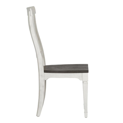 Allyson Park Slat Back Side Chair (RTA) in Wirebrushed White w/ Charcoal Top
