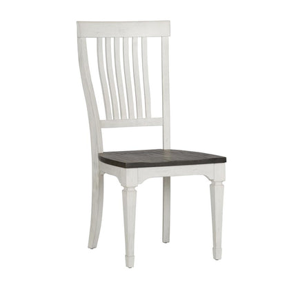 Allyson Park 5 Piece Rectangular Table Set in Wirebrushed White w/ Charcoal Top