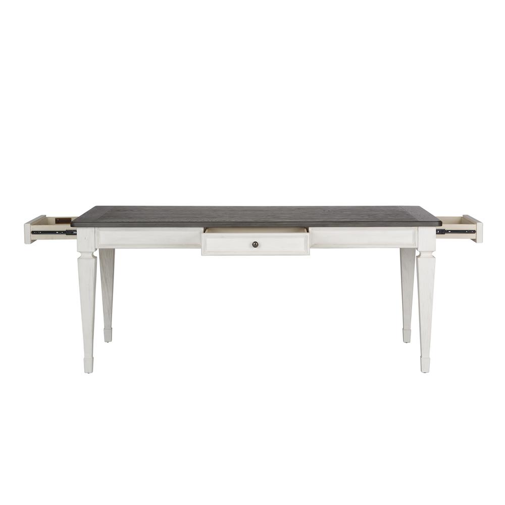 Allyson Park 6 Piece Rectangular Table Set in Wirebrushed White w/ Charcoal Top