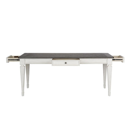 Allyson Park 6 Piece Rectangular Table Set in Wirebrushed White w/ Charcoal Top