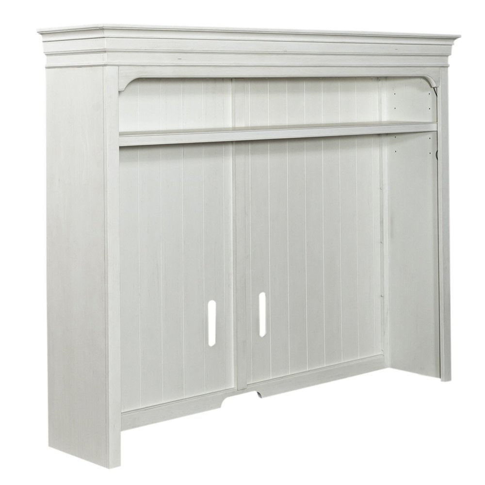 Allyson Park Entertainment Center - Wirebrushed White with Charcoal Tops