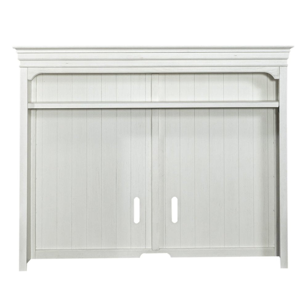 Allyson Park Entertainment Center - Wirebrushed White with Charcoal Tops