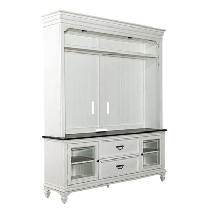 Allyson Park Entertainment Center - Wirebrushed White with Charcoal Tops