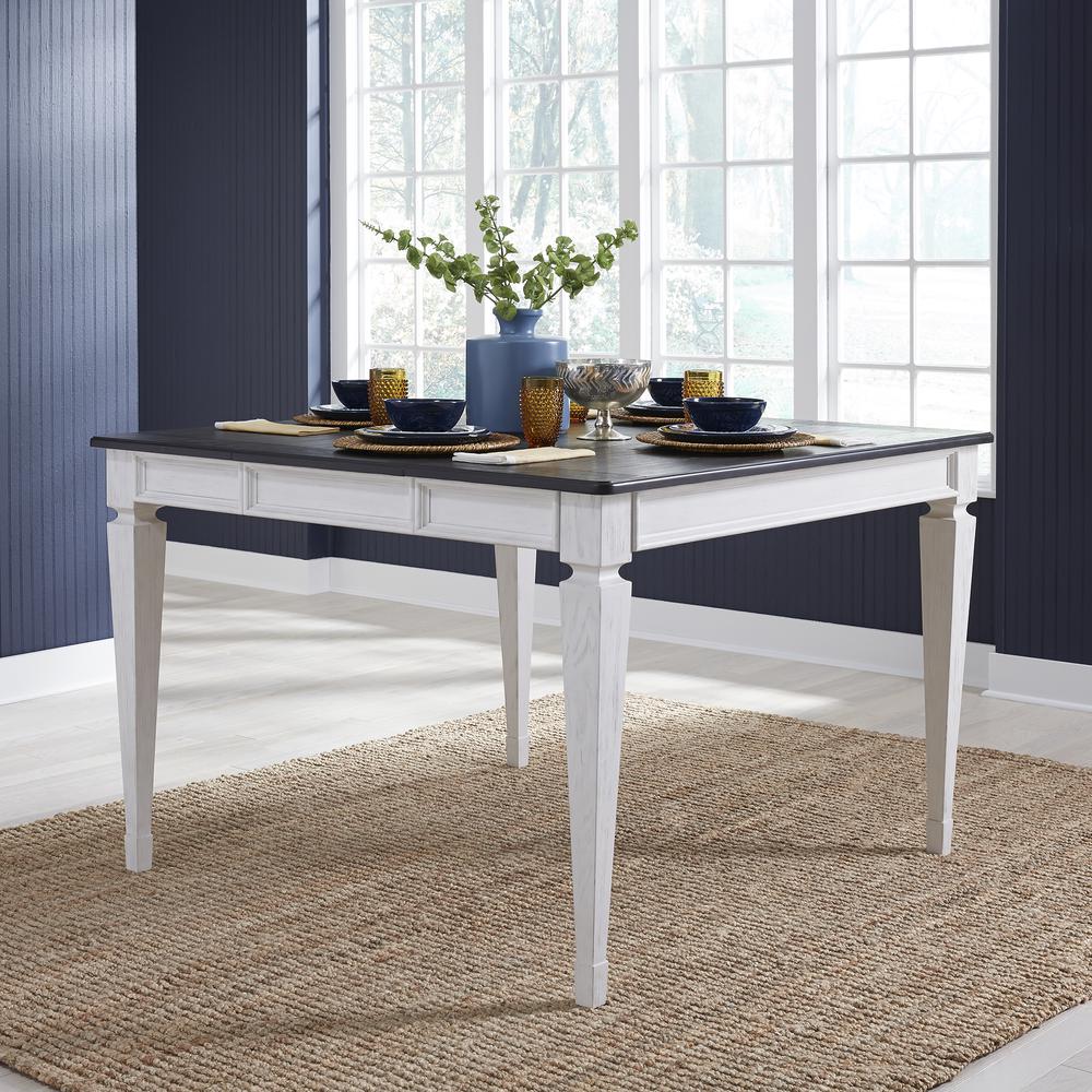 Allyson Park Counter Height Leg Table in Wirebrushed White w/ Charcoal Top
