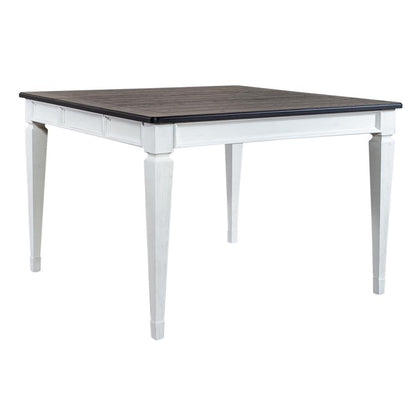 Allyson Park Counter Height Leg Table in Wirebrushed White w/ Charcoal Top