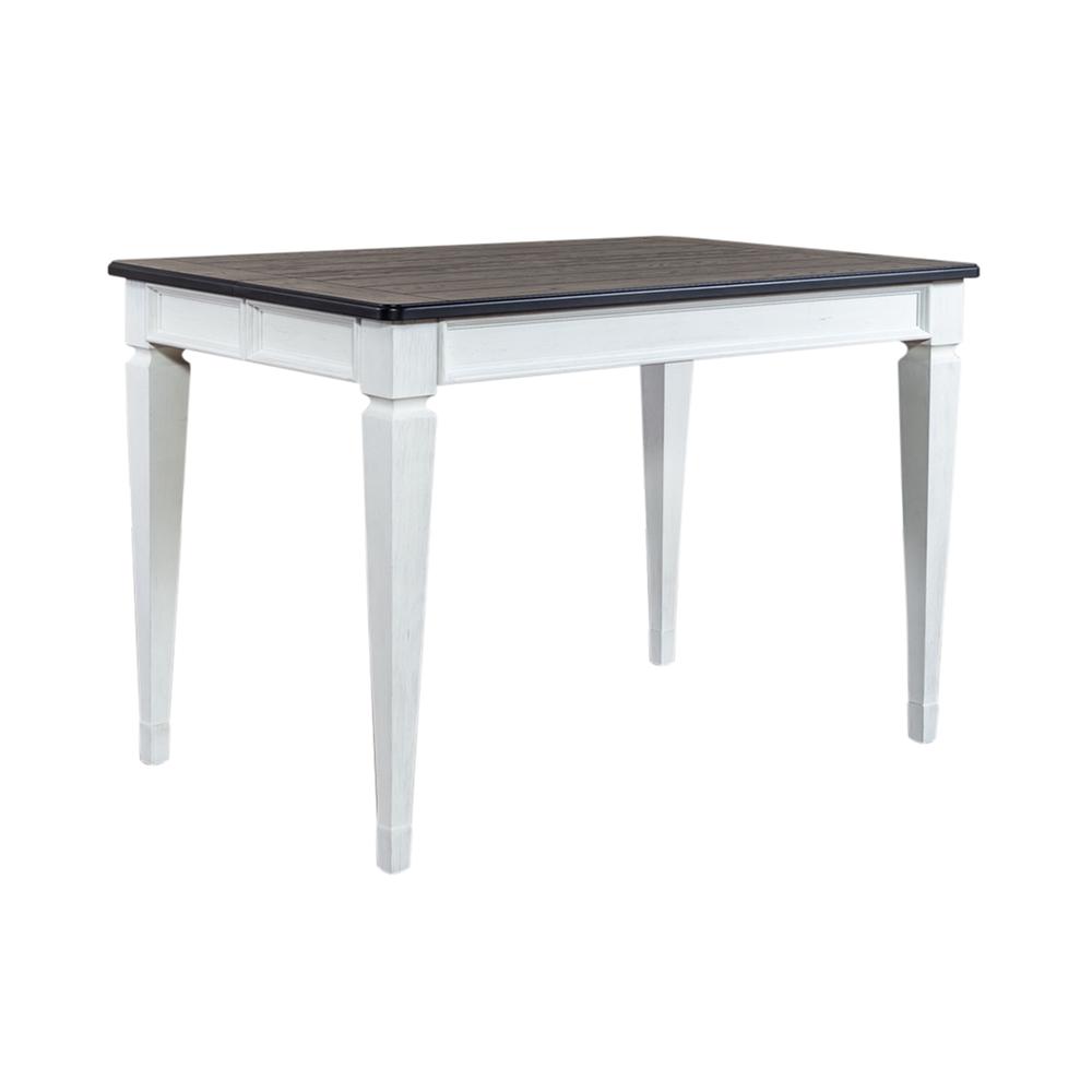 Allyson Park Counter Height Leg Table in Wirebrushed White w/ Charcoal Top