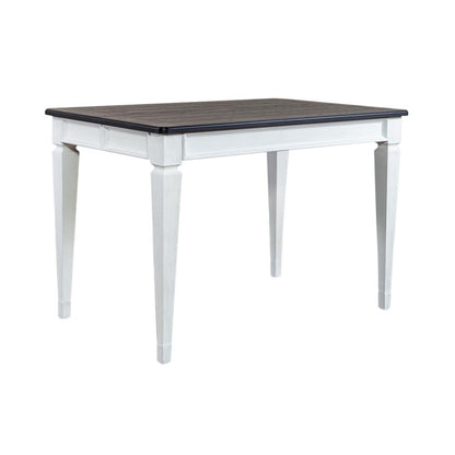 Allyson Park Counter Height Leg Table in Wirebrushed White w/ Charcoal Top