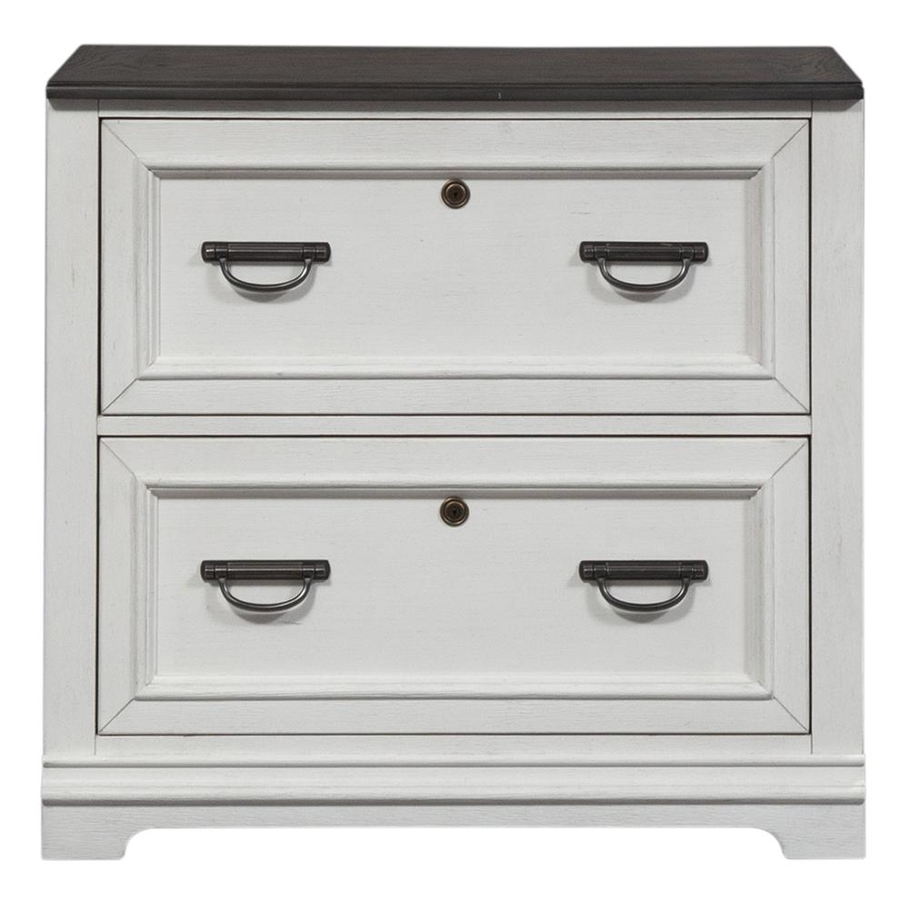 Allyson Park Bunching Lateral File Cabinet in Wirebrushed White w/ Charcoal Top