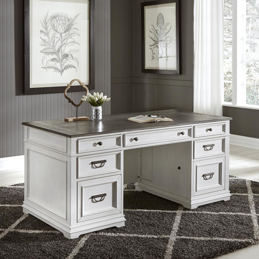 Allyson Park Allyson Park complete desk set in Wirebrushed White w/ Charcoal Top