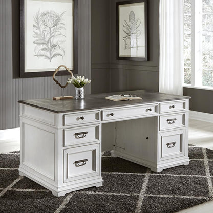 Allyson Park Allyson Park complete desk set in Wirebrushed White w/ Charcoal Top
