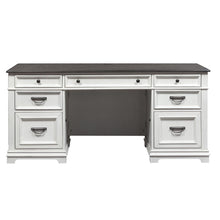 Allyson Park Desk in Wirebrushed White w/ Charcoal Top