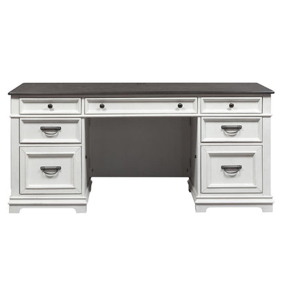 Allyson Park Desk in Wirebrushed White w/ Charcoal Top