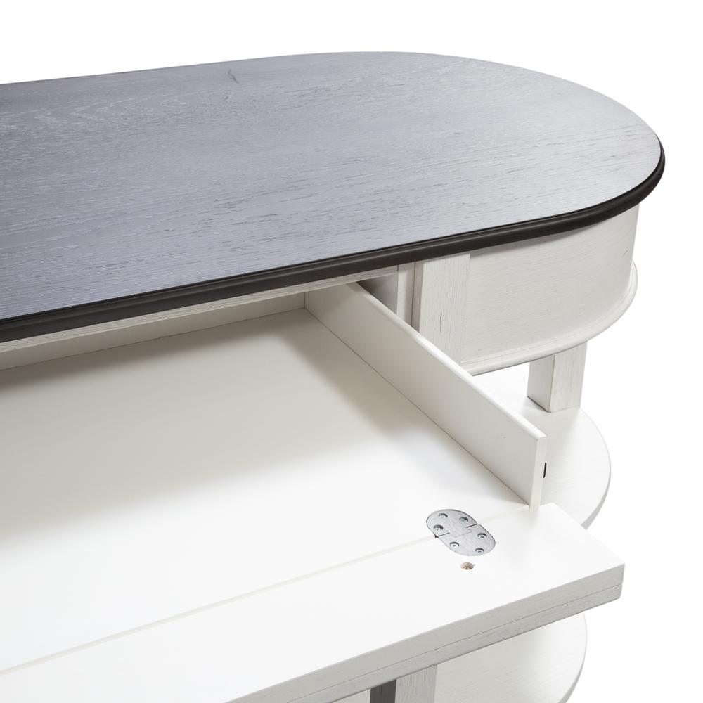 Allyson Park L Shaped Desk Set in Wirebrushed White w/ Charcoal Top