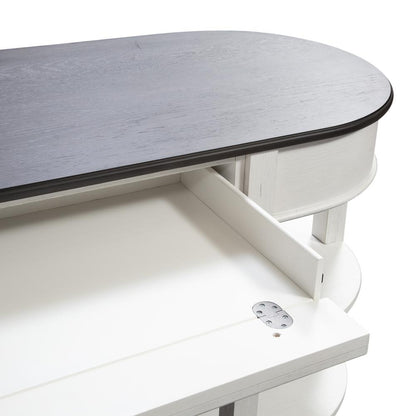 Allyson Park L Shaped Desk Set in Wirebrushed White w/ Charcoal Top