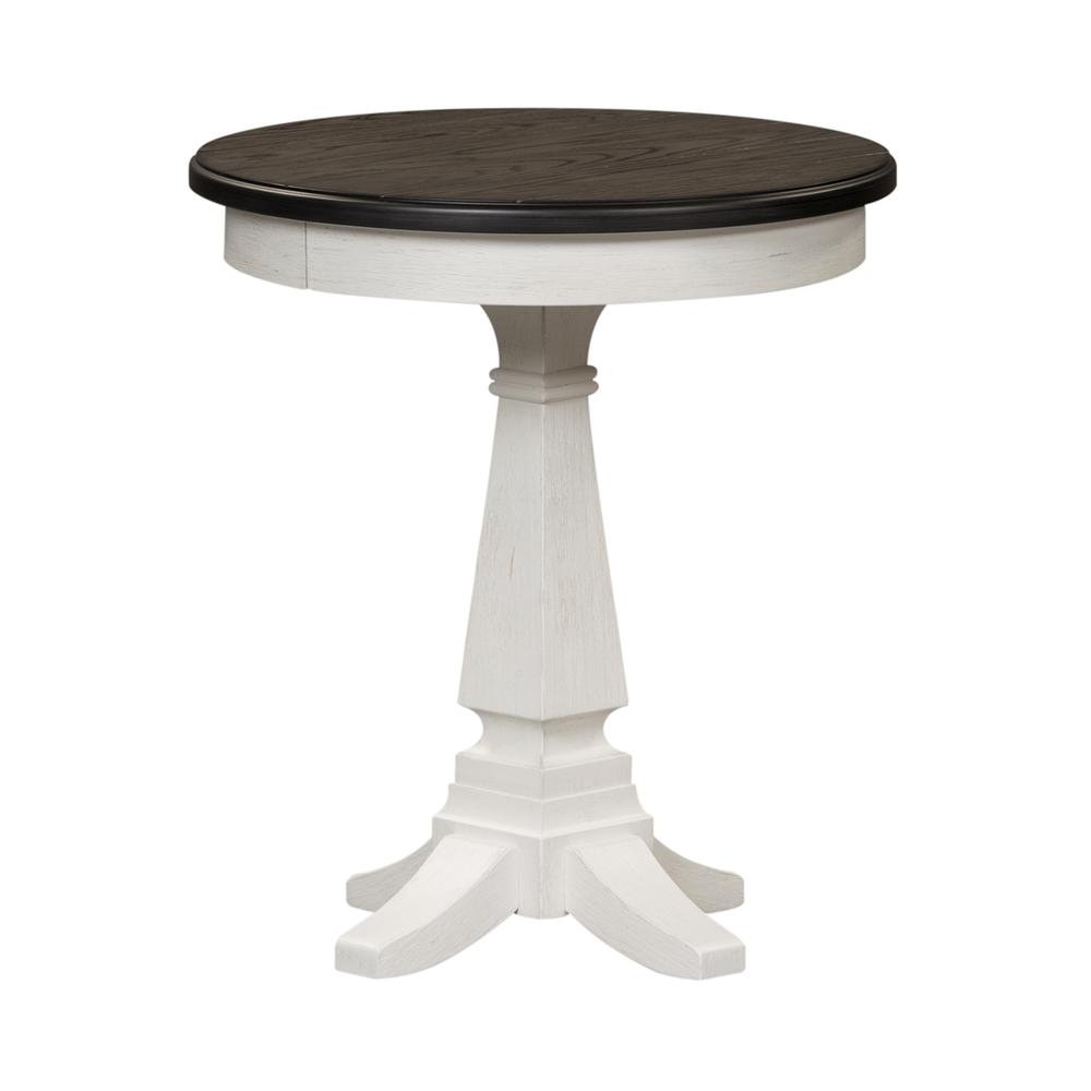 Allyson Park Chair Side Table in Wirebrushed White w/ Charcoal Top