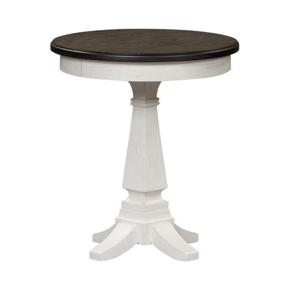 Allyson Park Chair Side Table in Wirebrushed White w/ Charcoal Top