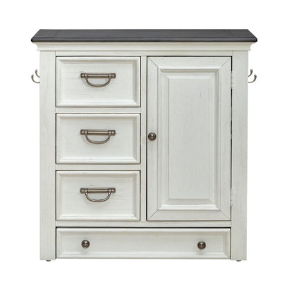Cabinet Cottage Home Storage Pet Food Bowl Drawer - White w/ Charcoal Tops