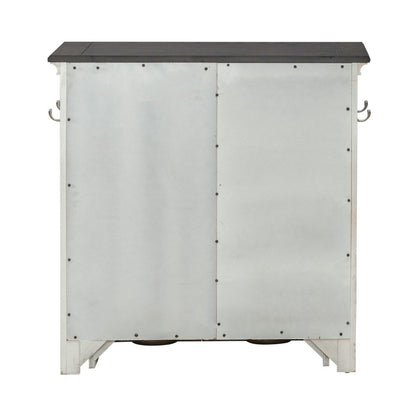 Cabinet Cottage Home Storage Pet Food Bowl Drawer - White w/ Charcoal Tops