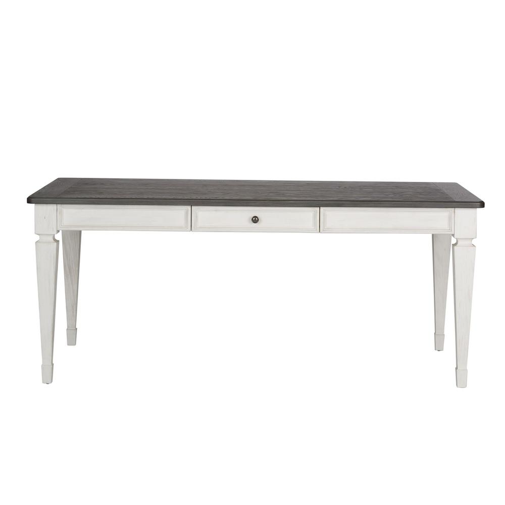 Allyson Park Rectangular Leg Table in Wirebrushed White w/ Charcoal Top