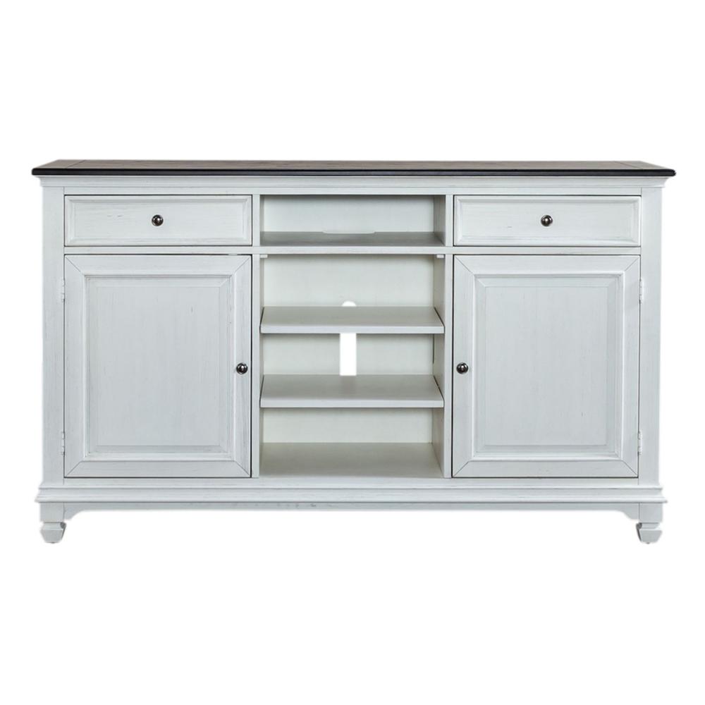 Allyson Park 68 Inch Highboy TV Console in Wirebrushed White w/ Charcoal Top