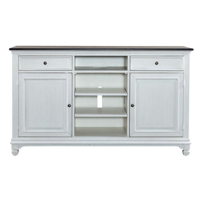 Allyson Park 68 Inch Highboy TV Console in Wirebrushed White w/ Charcoal Top