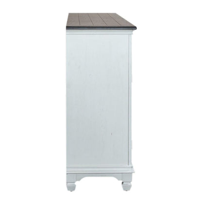 Allyson Park 68 Inch Highboy TV Console in Wirebrushed White w/ Charcoal Top