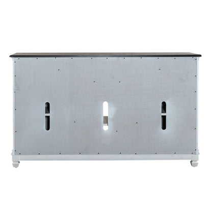 Allyson Park 68 Inch Highboy TV Console in Wirebrushed White w/ Charcoal Top
