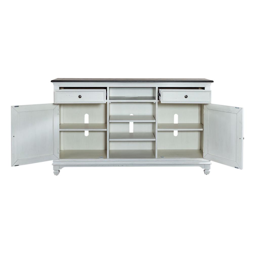Allyson Park 68 Inch Highboy TV Console in Wirebrushed White w/ Charcoal Top