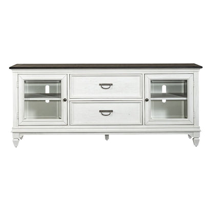 Allyson Park Entertainment Center - Wirebrushed White with Charcoal Tops