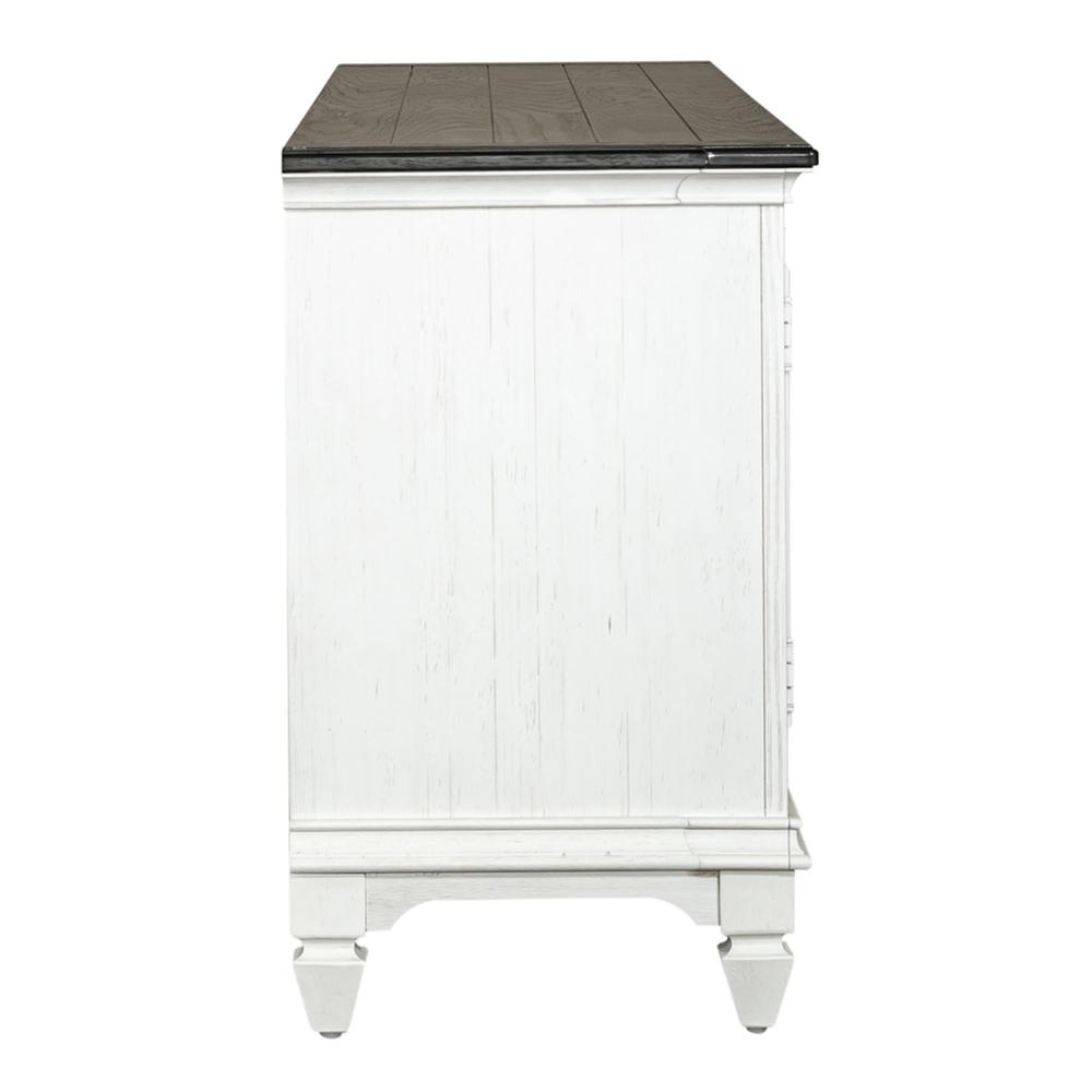 Allyson Park Entertainment TV Stand in Wirebrushed White w/ Charcoal Top