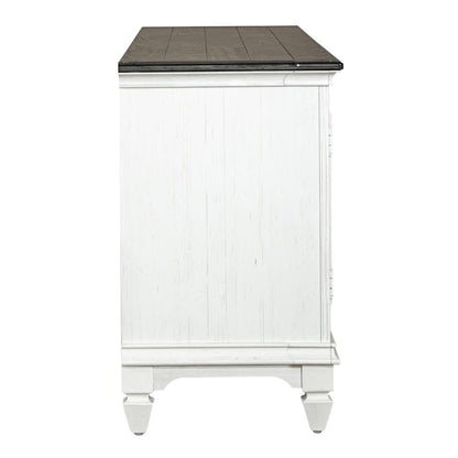Allyson Park Entertainment TV Stand in Wirebrushed White w/ Charcoal Top
