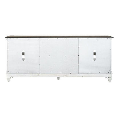 Allyson Park Entertainment TV Stand in Wirebrushed White w/ Charcoal Top