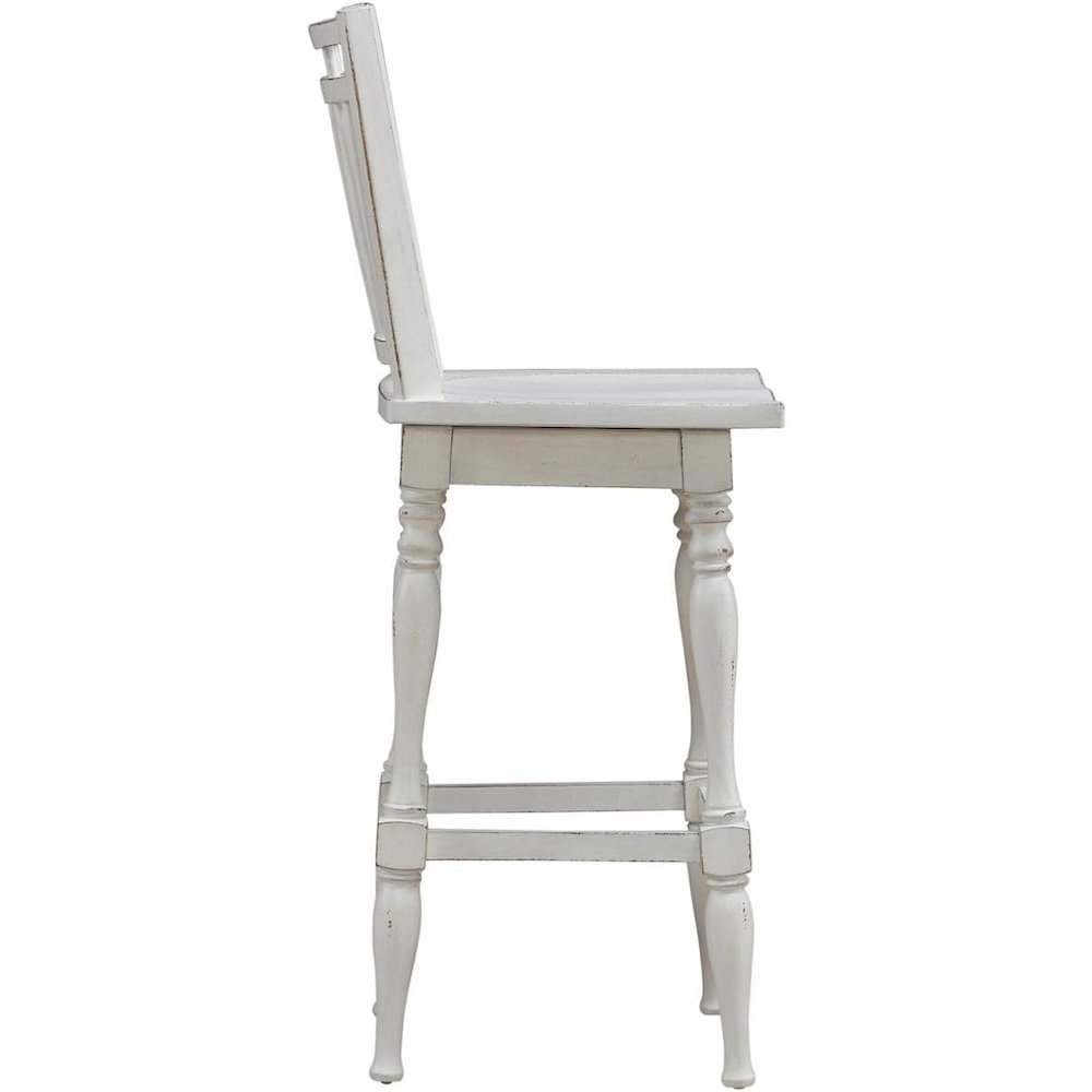 Spindle Back Swivel Bar Stools - Set of 2  - Antique White & Weathered Bark