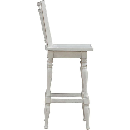Spindle Back Swivel Bar Stools - Set of 2  - Antique White & Weathered Bark