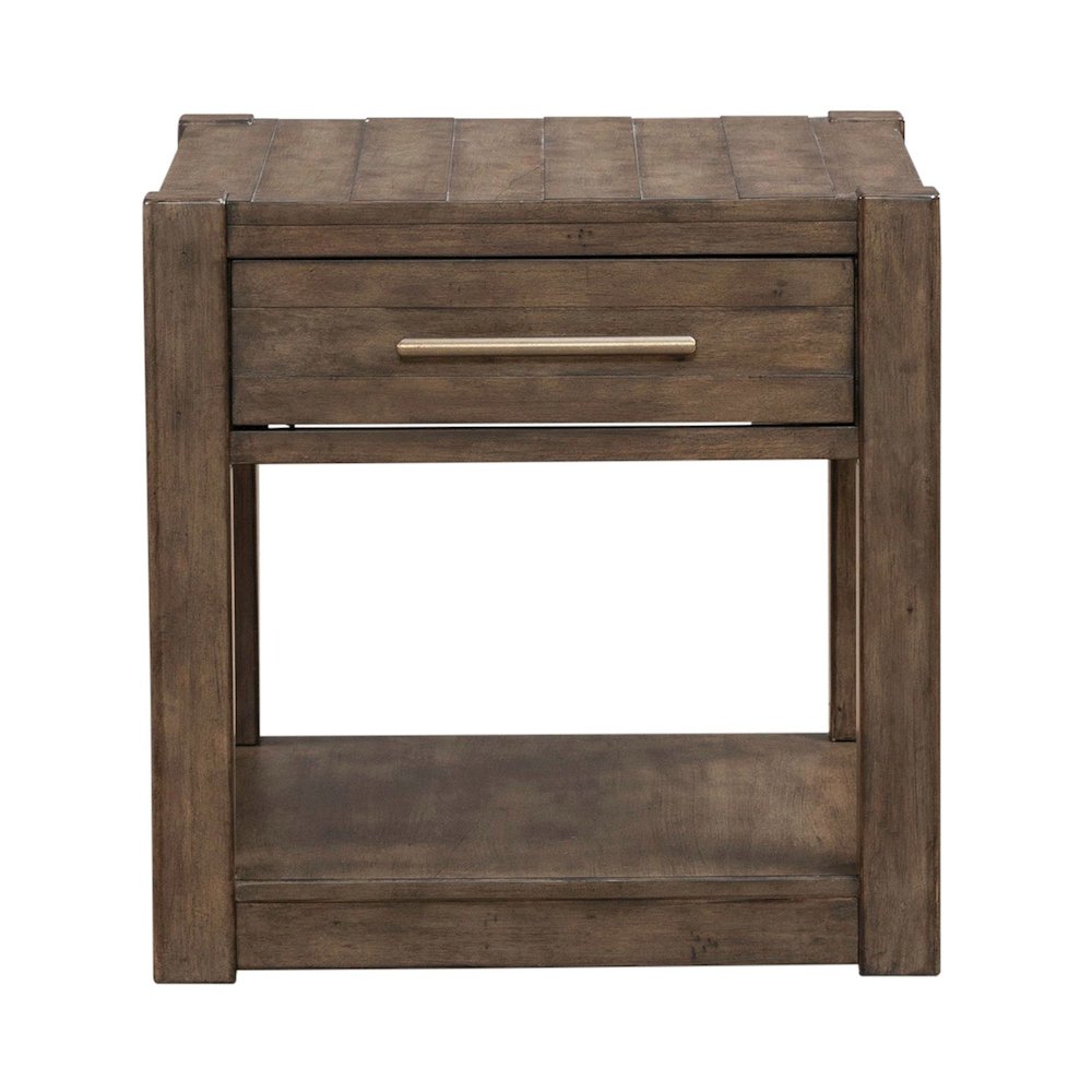 Broadmore Living Room Drawer End Table - Cobblestone Brown