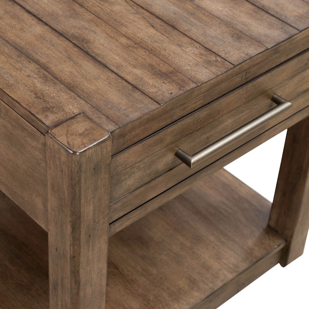 Broadmore Living Room Drawer End Table - Cobblestone Brown