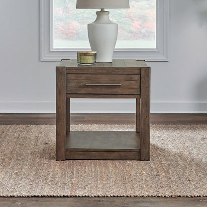 Broadmore Living Room Drawer End Table - Cobblestone Brown