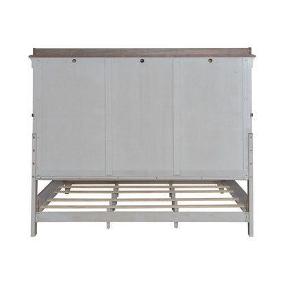 Ivy Hollow King Mantle Bed in Weathered Linen Finish w/ Dusty Taupe Tops