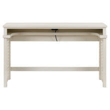 Berkley Sofa Bar Console Table, USB Charging Station - Linen & Khaki Wood