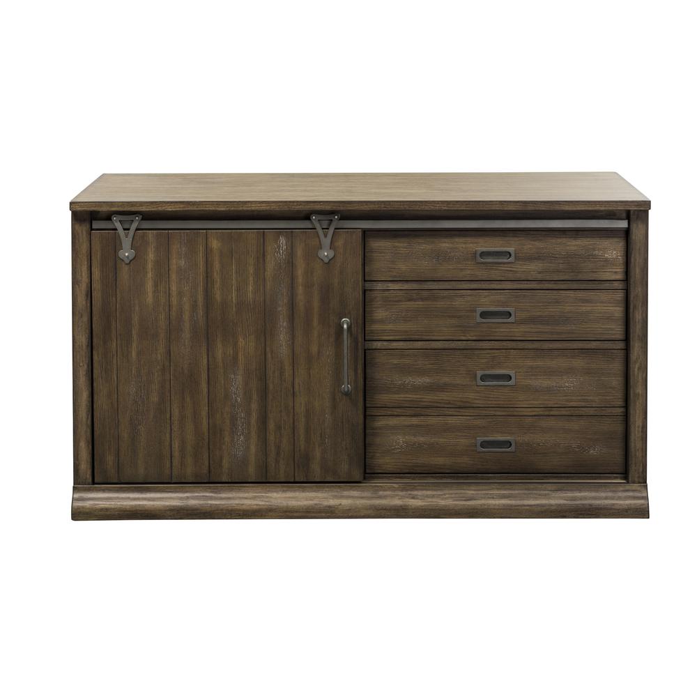 Stone Brook Computer Credenza in Rustic Saddle