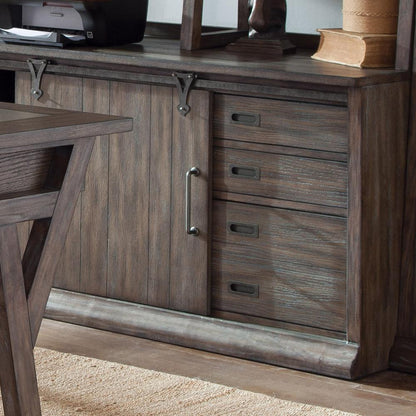 Stone Brook Computer Credenza in Rustic Saddle