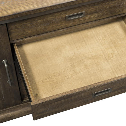 Stone Brook Computer Credenza in Rustic Saddle