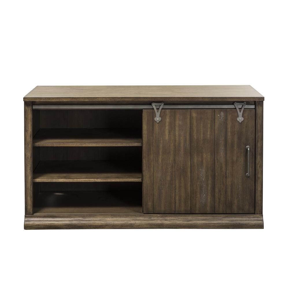 Stone Brook Computer Credenza in Rustic Saddle