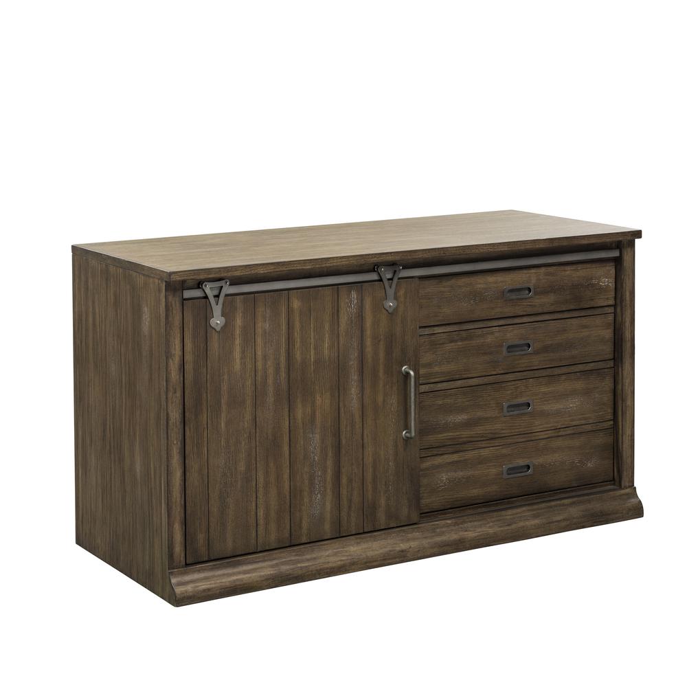 Stone Brook Computer Credenza in Rustic Saddle