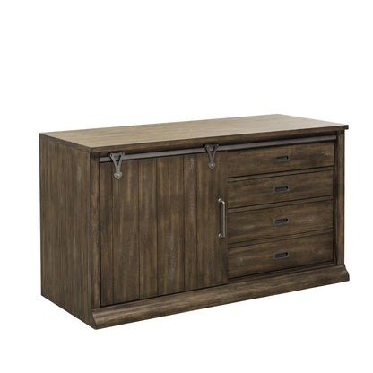 Stone Brook Computer Credenza in Rustic Saddle
