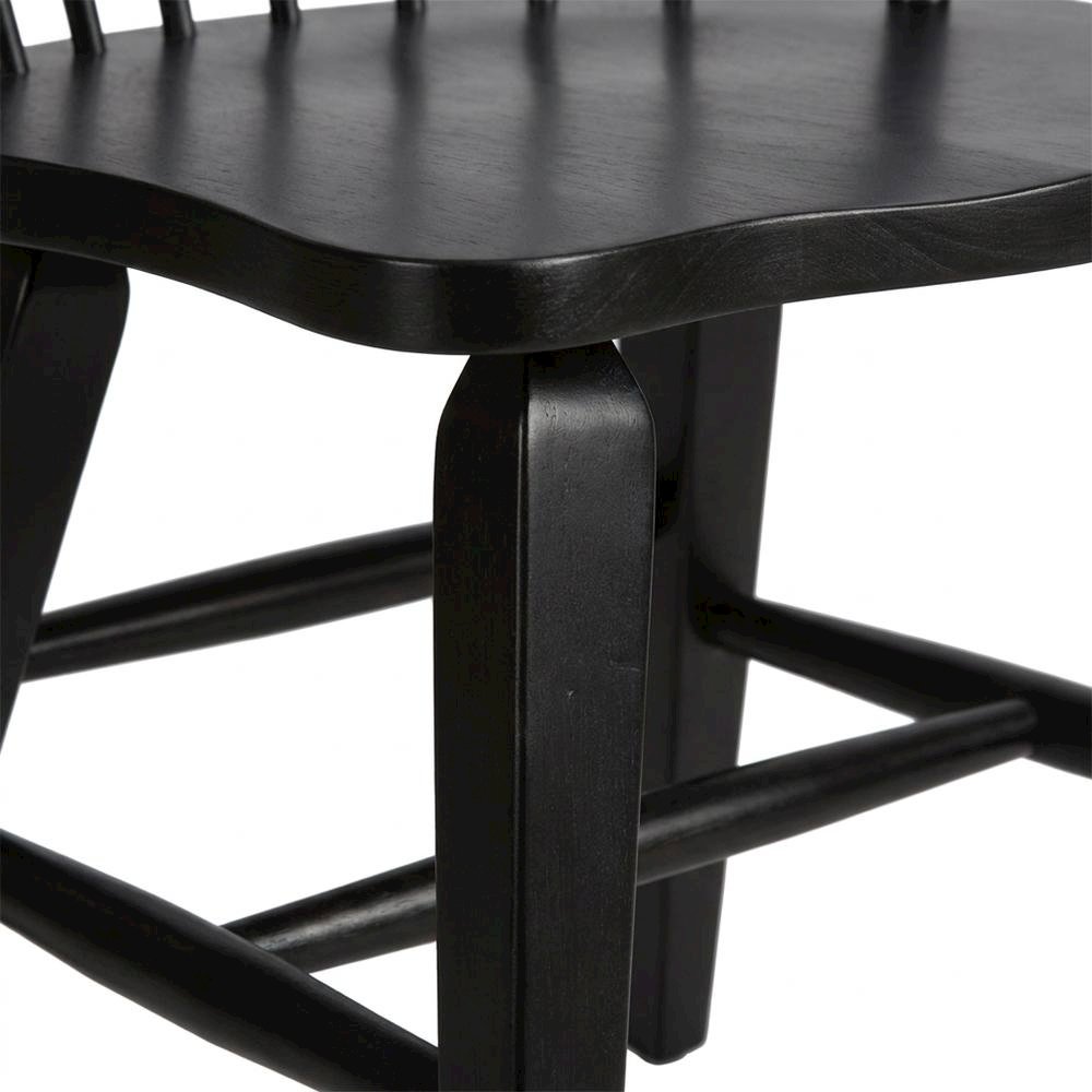 Rubberwood Windsor Back Solid Wood Dining Chair, Brown, Set of 2