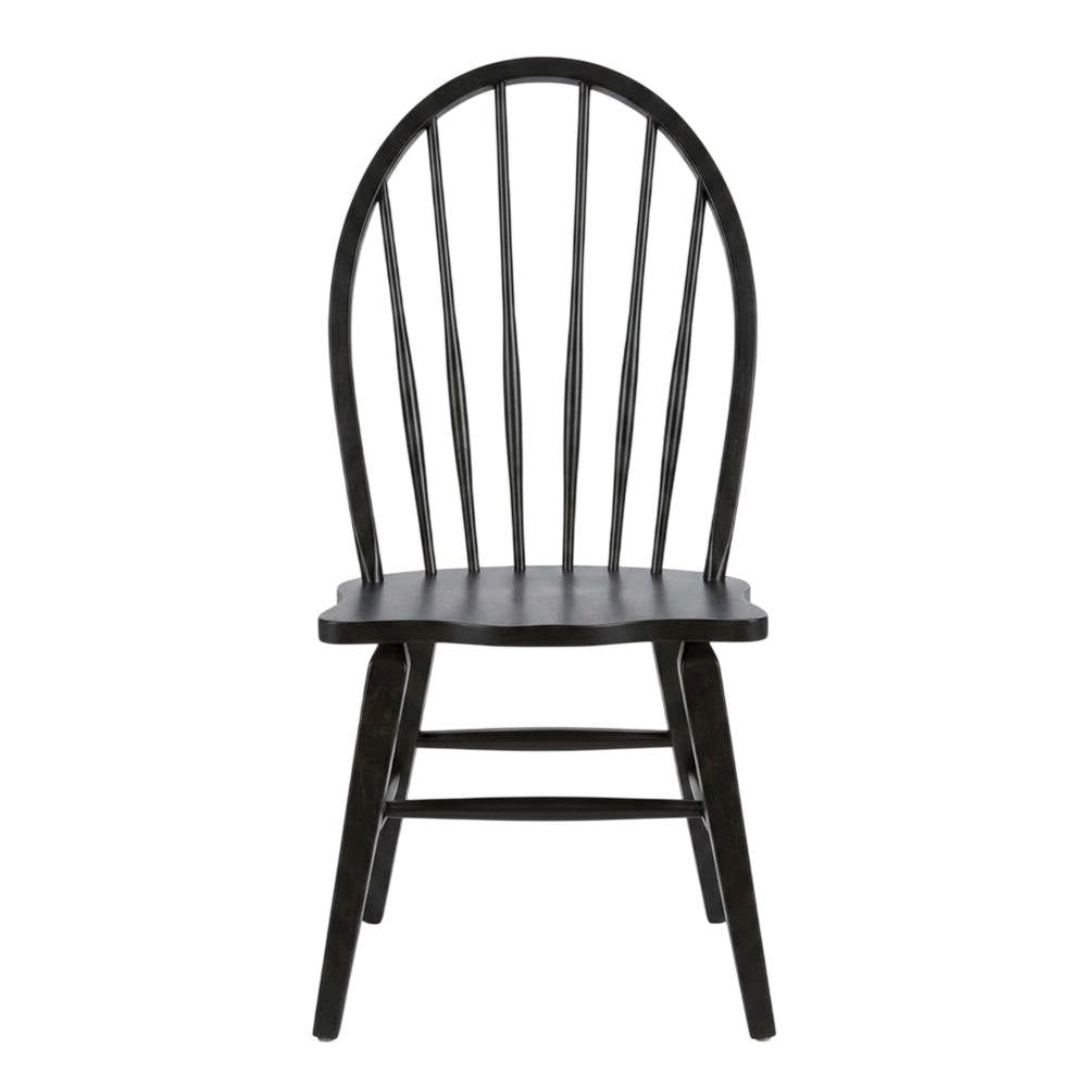 Rubberwood Windsor Back Solid Wood Dining Chair for Farmhouse Kitchen, Black