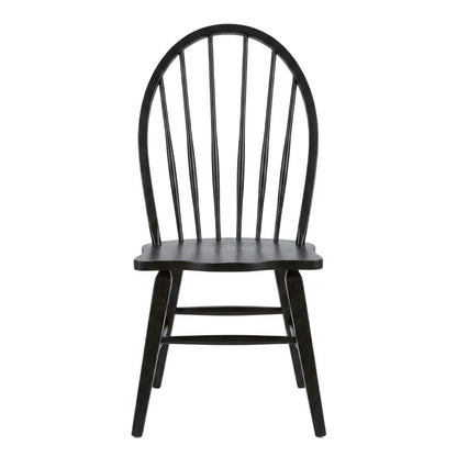Rubberwood Windsor Back Solid Wood Dining Chair for Farmhouse Kitchen, Black