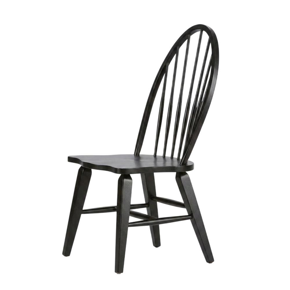 Rubberwood Windsor Back Solid Wood Dining Chair for Farmhouse Kitchen, Black