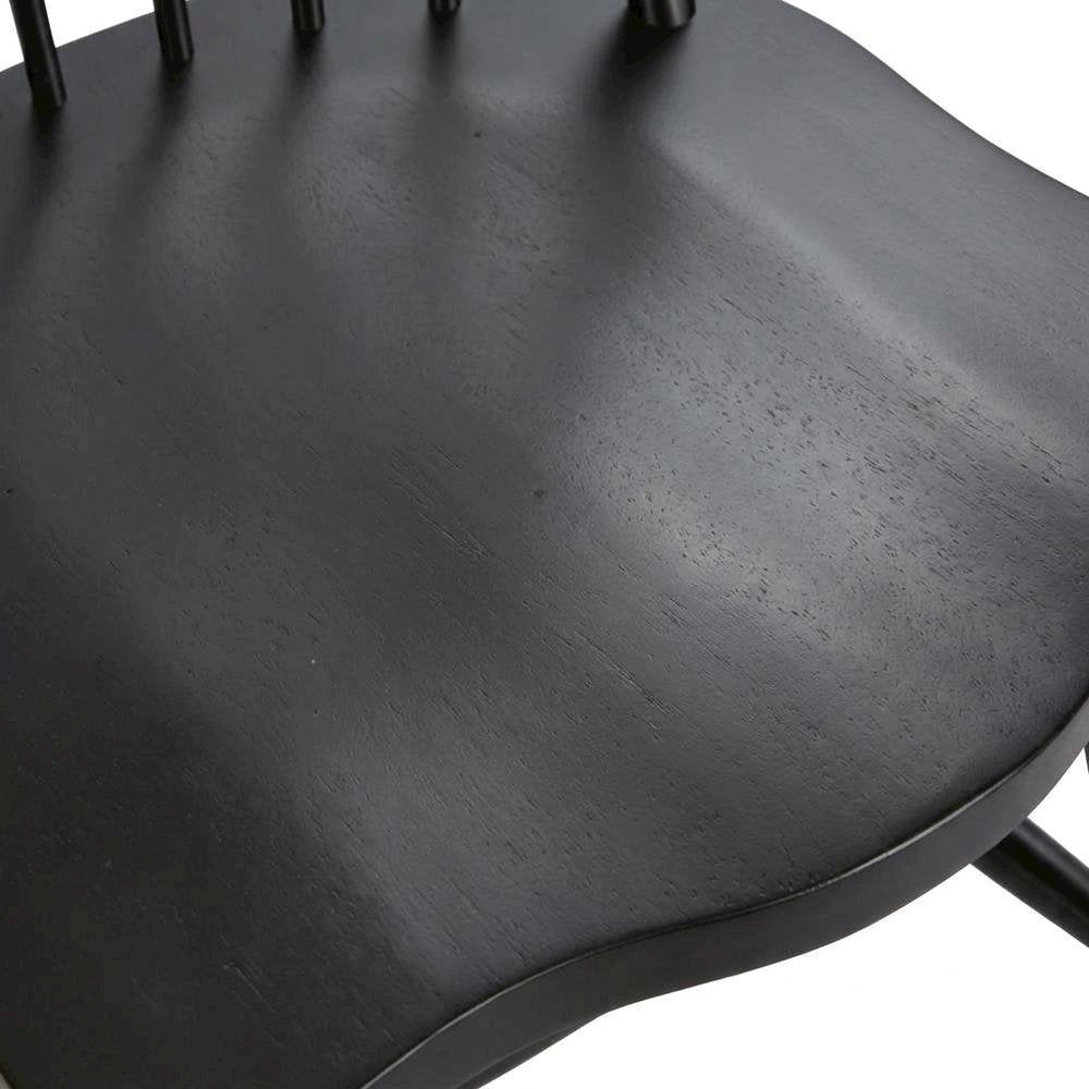 Rubberwood Windsor Back Solid Wood Dining Chair for Farmhouse Kitchen, Black